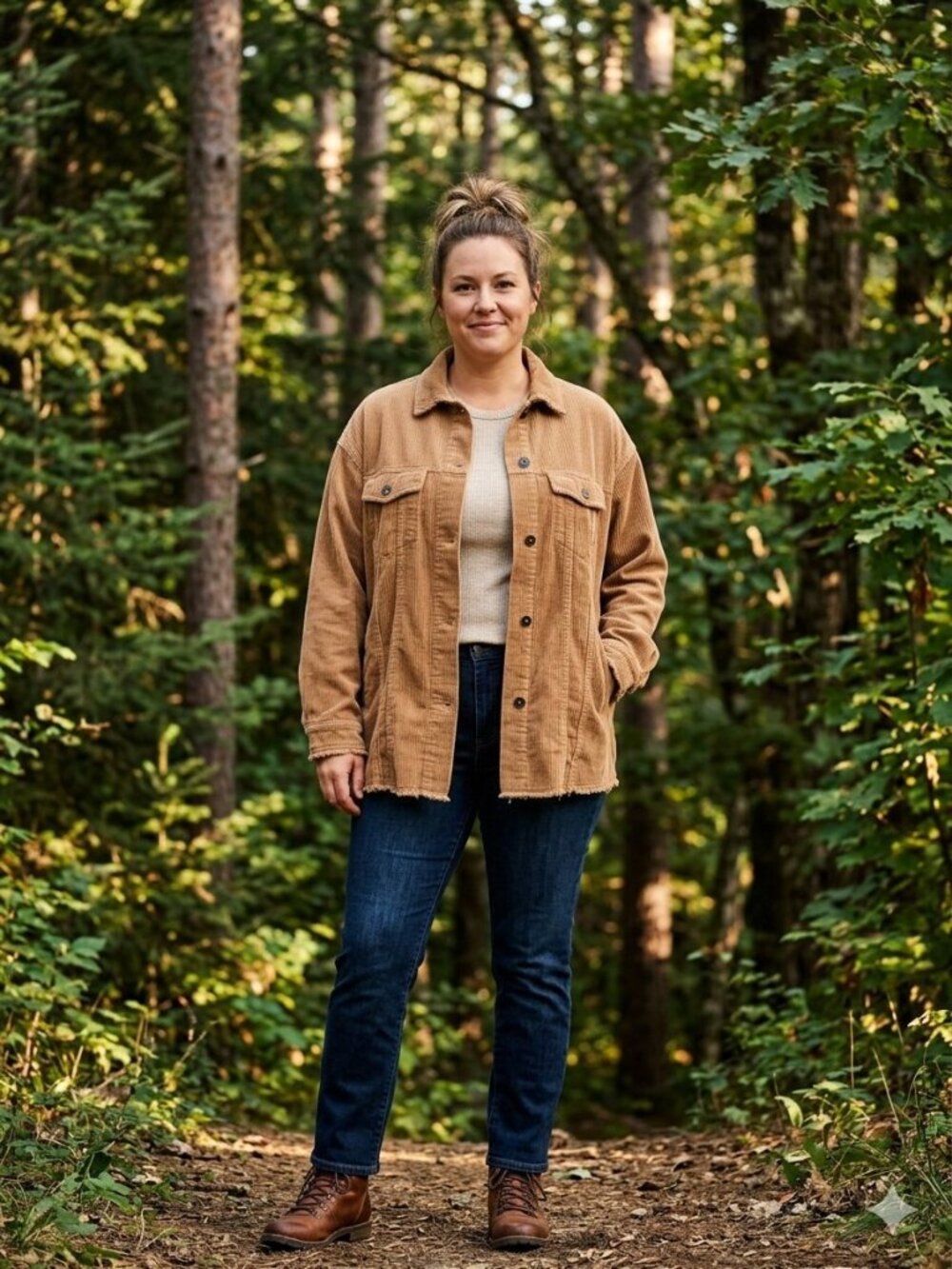 Zara tan cotton corduroy shacket, size M